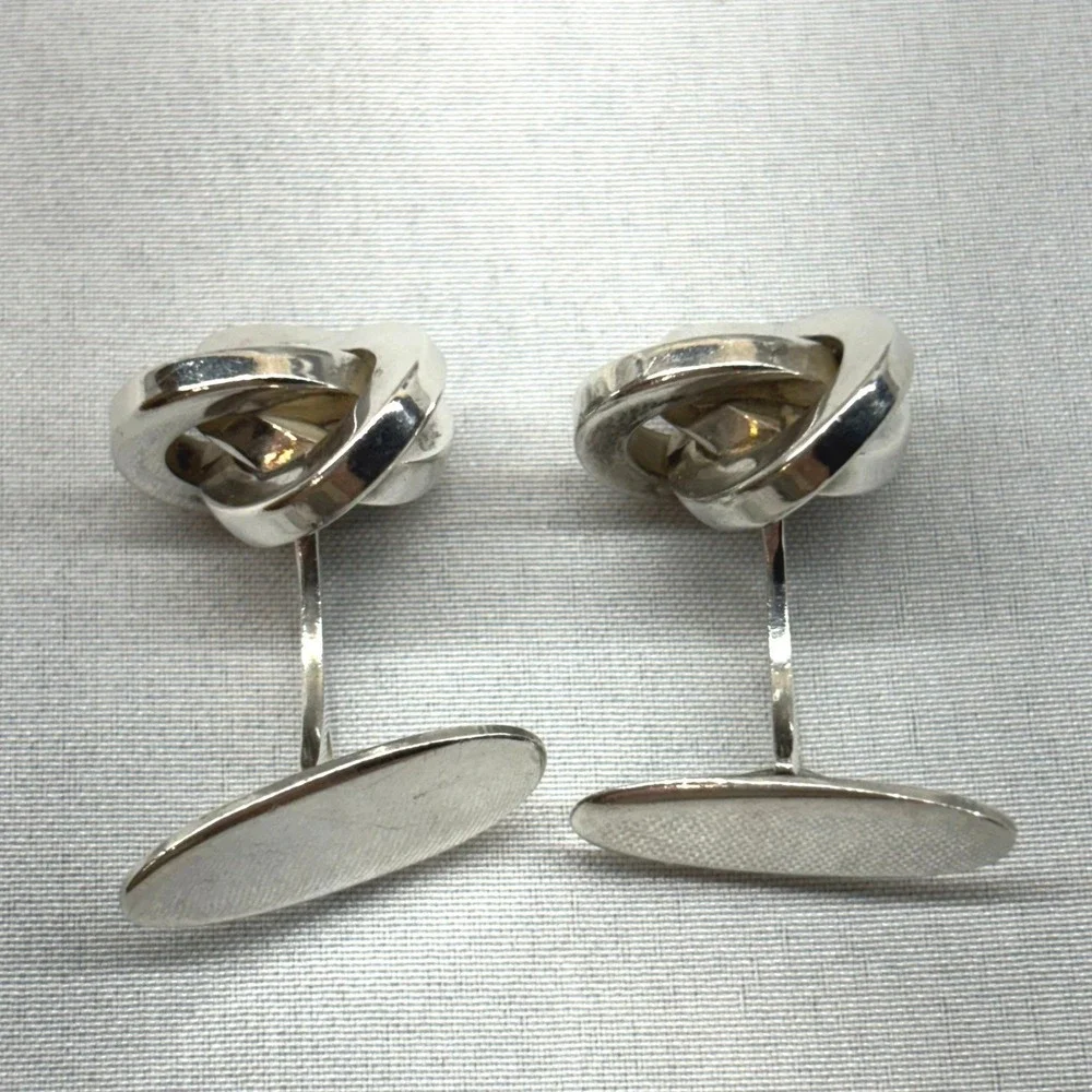 Aksel Rasmussen Kert Cufflinks Mens OS Silver Excellent Danish Modernist Knot